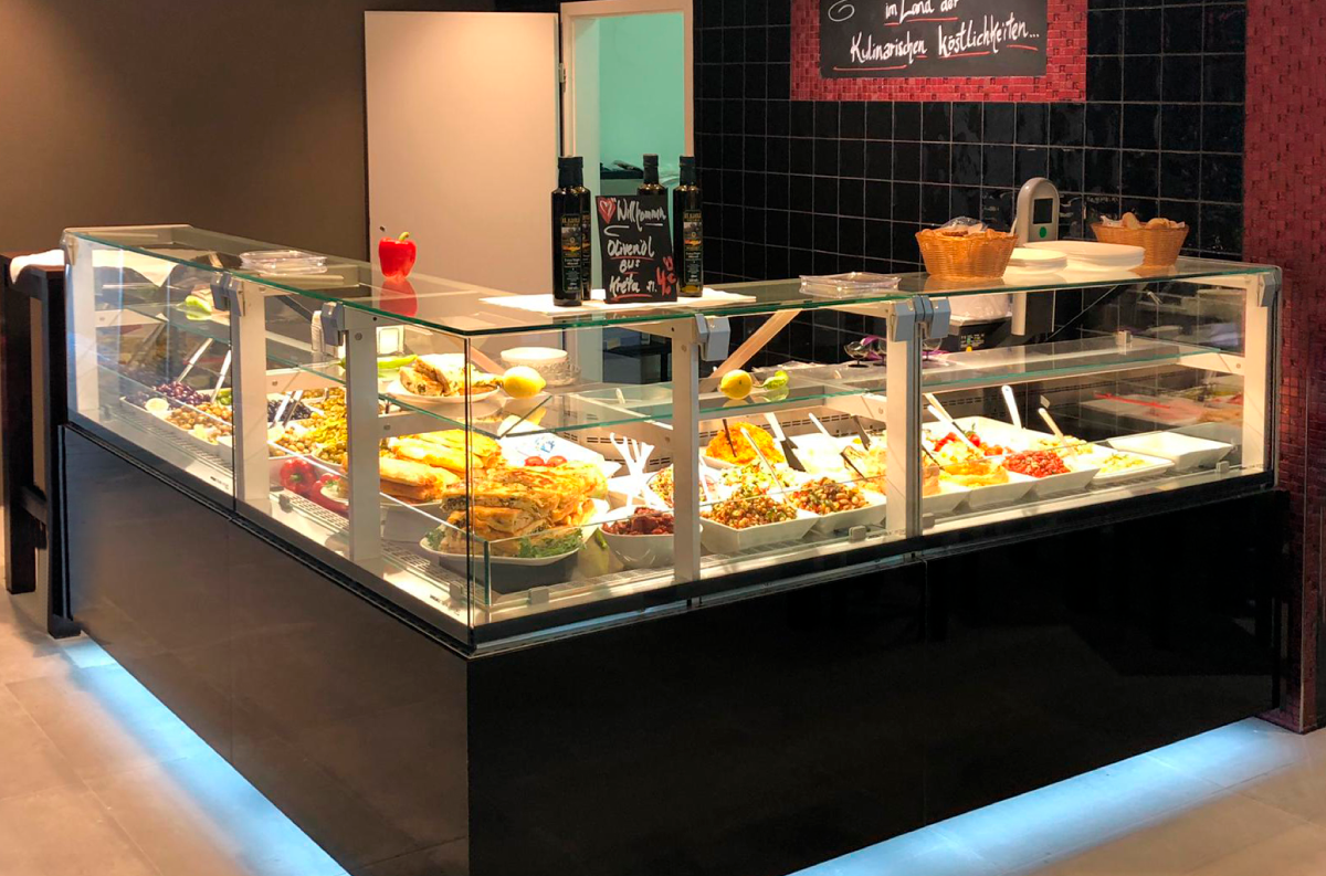 Vitinas DAISY para exposição e serviço alimentar em take-away, restauração....