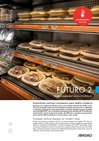 Folheto promocional de expositores alimentares aquecidos FUTURO 2